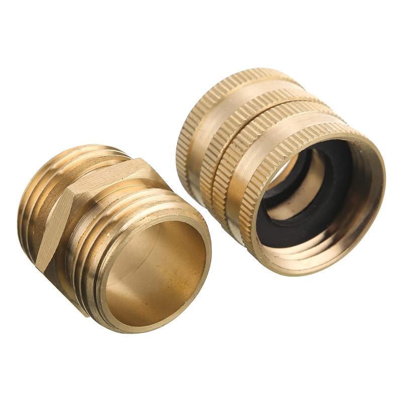 Hose Adapter Male to Male Female to Female Rustproof 3/4'' Brass Connector Anti Deformed 4 Pieces Adapter with Washers