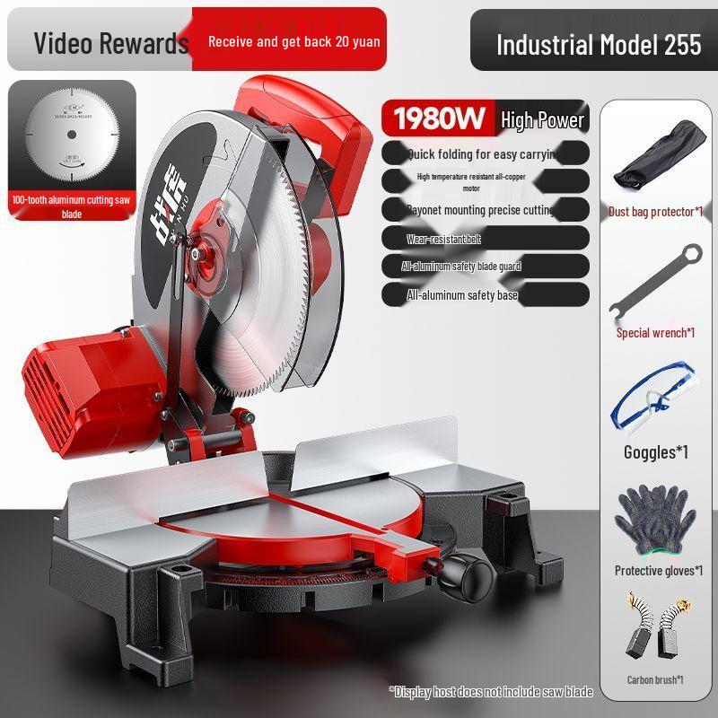 High-Precision 10" Aluminum Cutting Machine & 12" 45° Miter Saw for Wood Corners