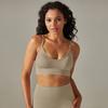 New Seamless Knitted Sexy Back Yoga Thin Shoulder Strap Sling Sports Bra Shock-Absorbing Gathering Fitness Vest For Women