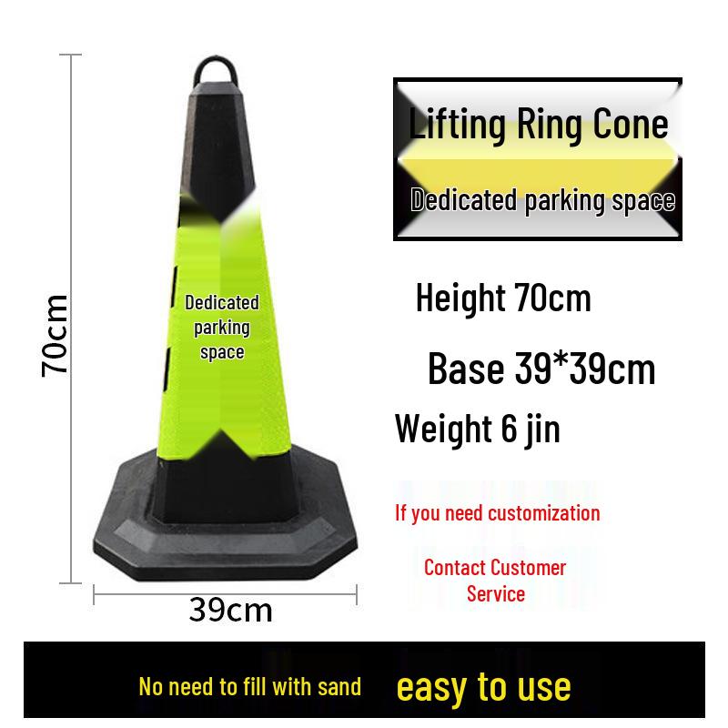70cm Reflective Rubber and PVC Traffic Cone - No Parking Ice Cream Cone Design