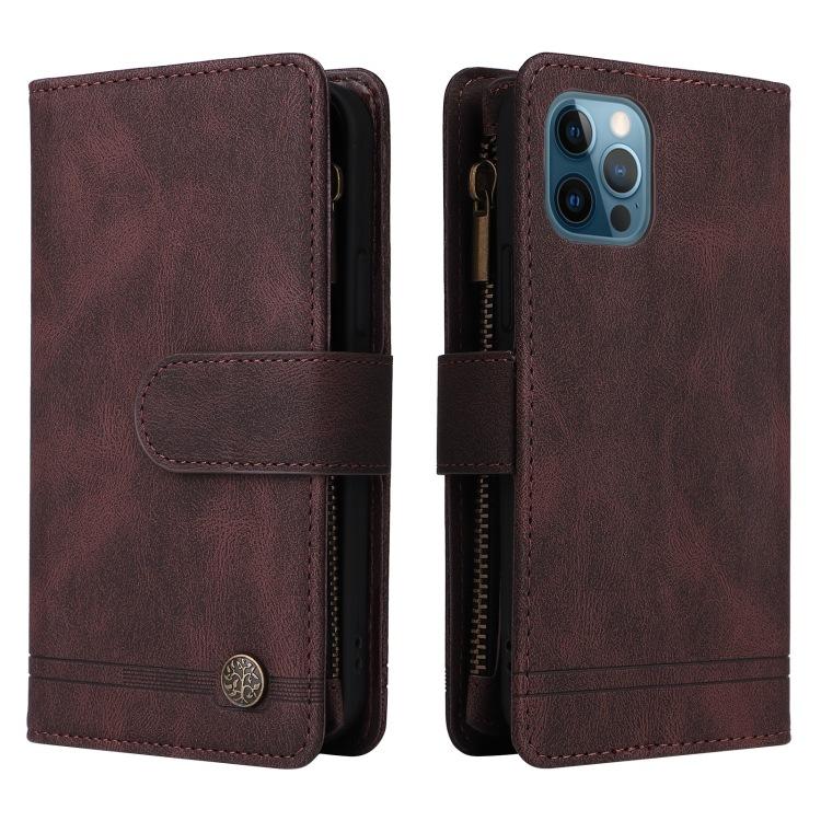 Applicable to iPhone17 leather case 16Pro Samsung S24 multi-card zipper wallet diagonal span leather case A05S matte solid color