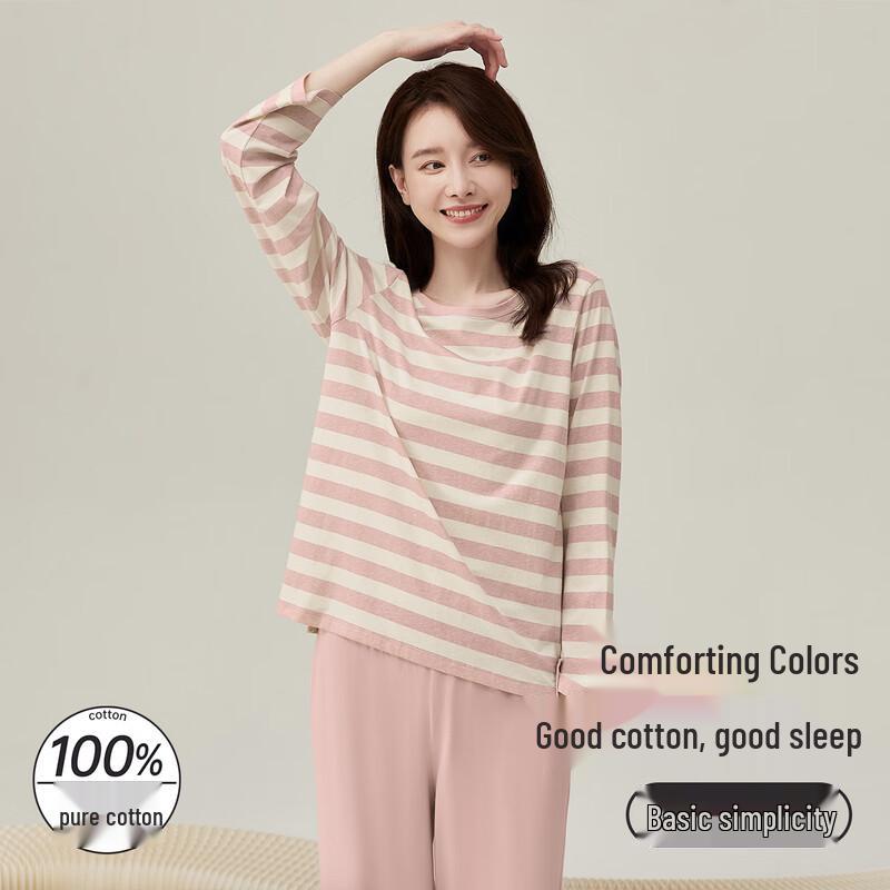 Dingguagua Women s Cotton Long Sleeve Pajama Loungewear Set 160