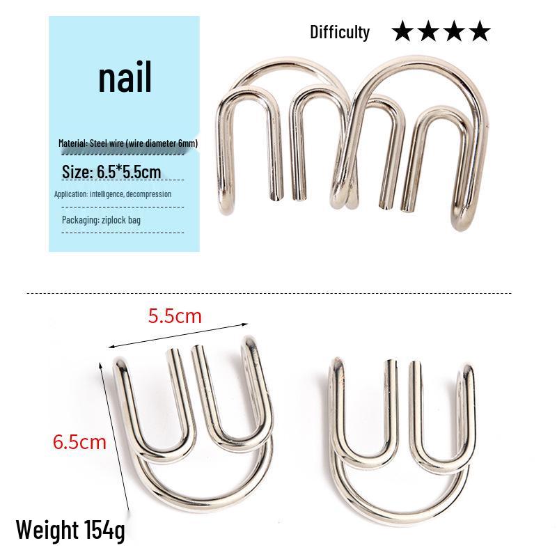 Intelligence Puzzle Zinc Alloy Disentanglement Rings - Unlock Nine Linked Rings Kongming Luban Lock Educational Toy