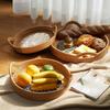 Set of 3 Round Rattan Tray Set with Mother of Pearl Inlay, Wicker Tray, Storage and Display of Coffee Bread Food Fruit, Table Decor, Home Decor