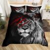Lion Head Black Backdrop Duvet Cover Set Queen King Size 3 Piece Bedding With 2 Pillow Shams