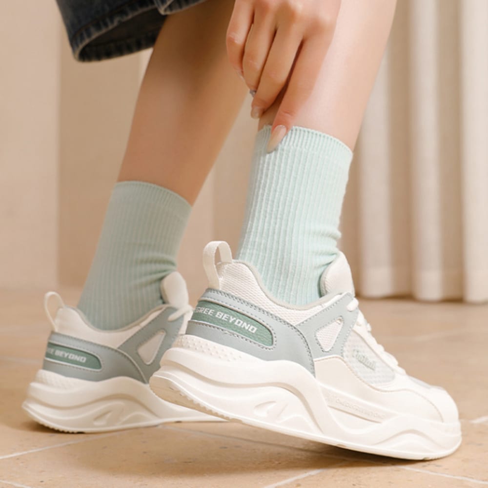 361 Cushioning Breathable Slip Resistant Low top Casual Sprint Running Shoes Women's White Green 682526712F-3
