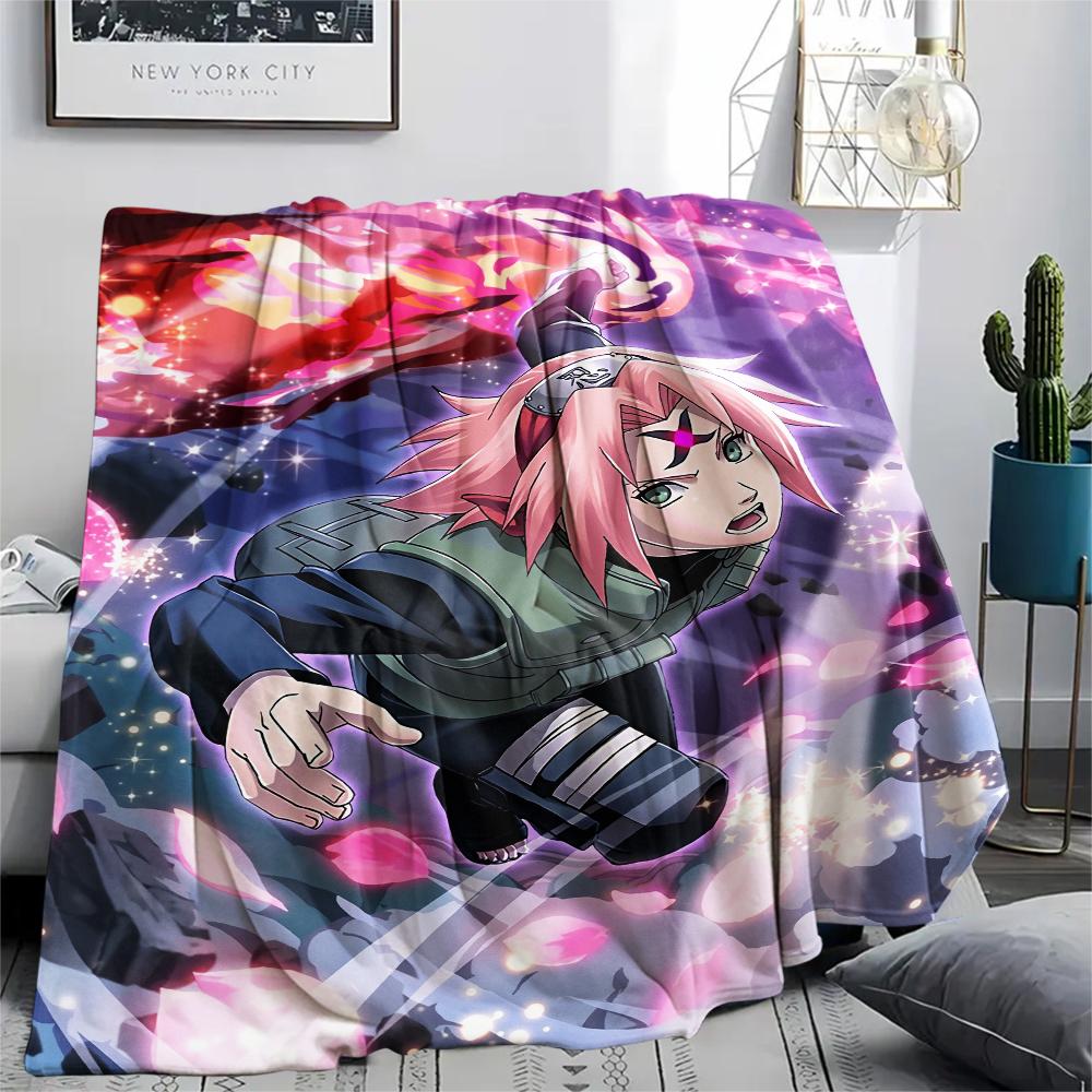 Naruto Sakura Haruno pattern Flannel Blanket, High quality Comfortable for All Seasons, Home Decor, Warmth and Comfort, Perfect for Gifts.
