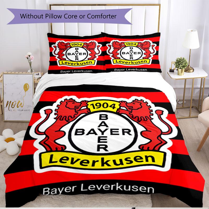 3pcs Duvet Cover Set (1*Duvet Cover + 2*Pillowcase, Without Core), Bayer 04 Leverkusen Print Soft All‑Season Bedding Set, Home Bedroom Decor Gift