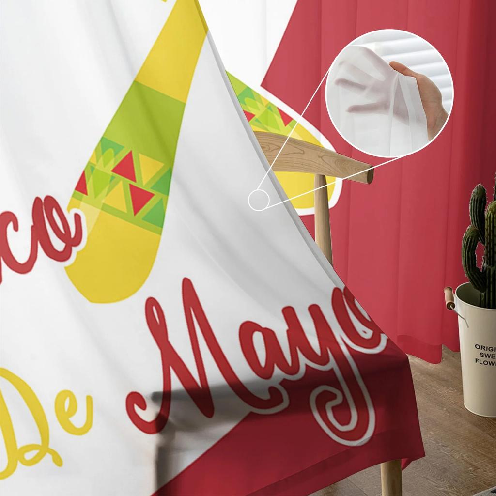 Mexico Cinco De May Celebrate Tulle Curtain Home Office Window Decor Bedroom Kitchen Balcony Modern Sheer Curtain