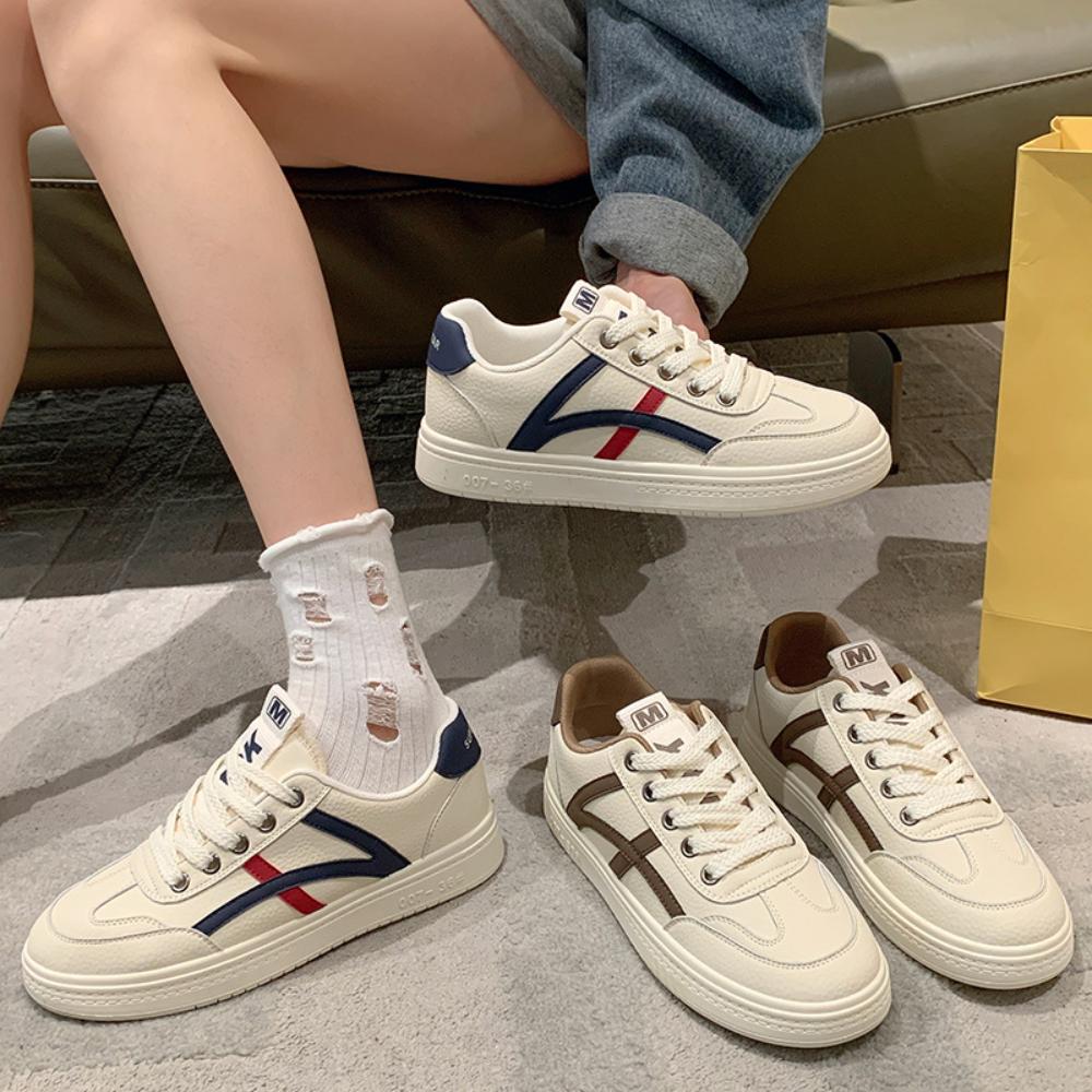 Leather White Shoes Women's Casual Versatile Flat Baseplate Shoes Women's Sports Shoes
