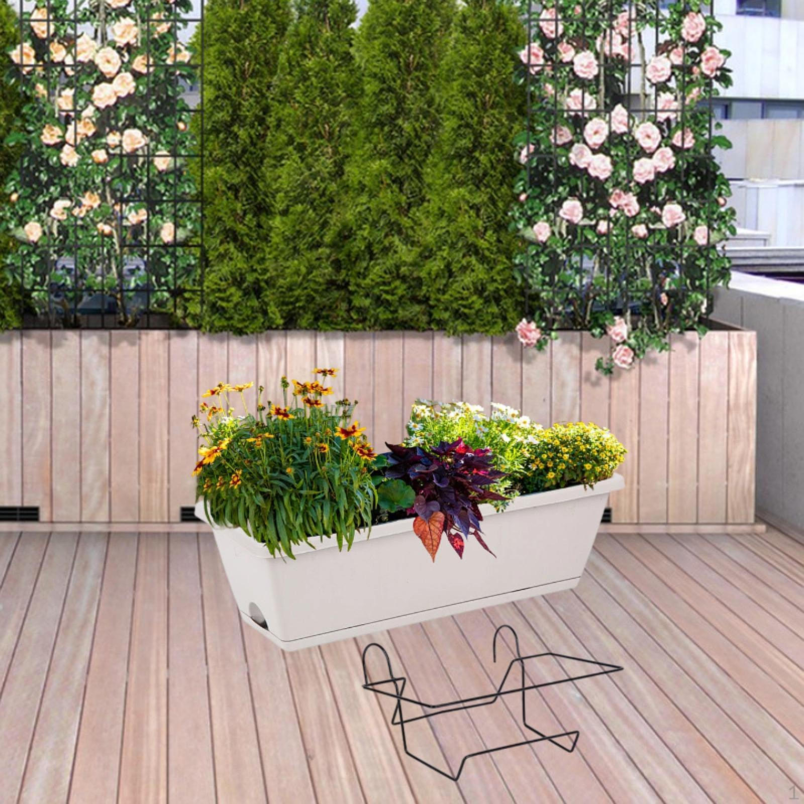 

Balcony Plant Holder for Railing Or Fence with Drainage Features And Tray світло-сірий колір