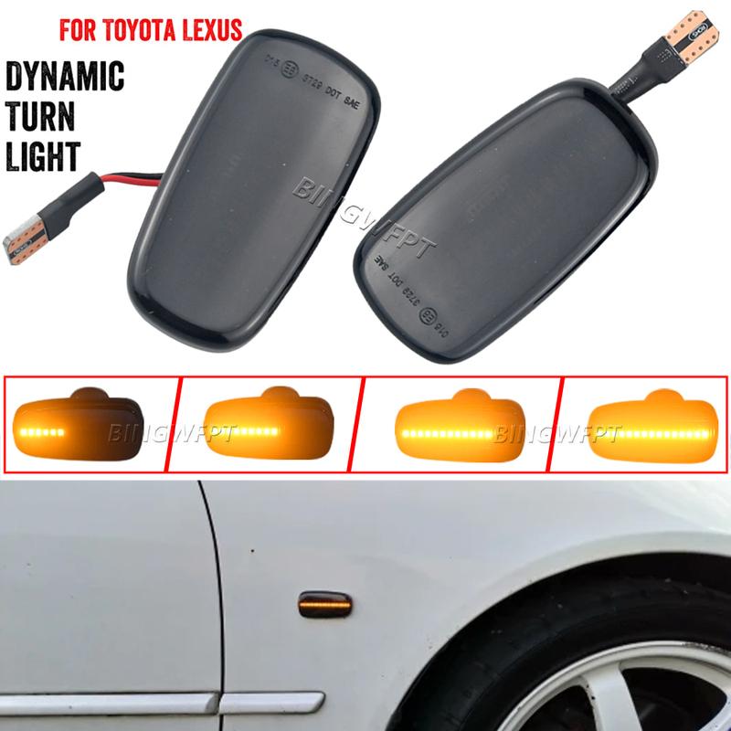 Pair For Lexus IS200 / IS300 1999-2005 LS430 (UCF30) 2001-2022 Dynamic Led Front Fender Side Marker Light Turn Signal Lamp