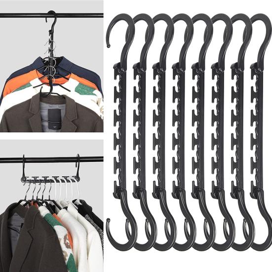 4Pcs Coat Hanger Wardrobe Organizer 360-Degree Rotation Strong Load-bearing 5 Slots Design Space-Saving Closet Organizer