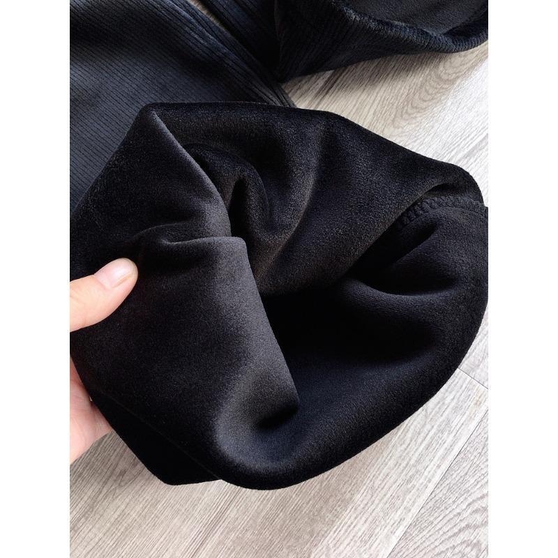 

Autumn and winter velvet thickened drape chenille wide-leg pants retro wick strip velvet casual versatile warm high waist loose M