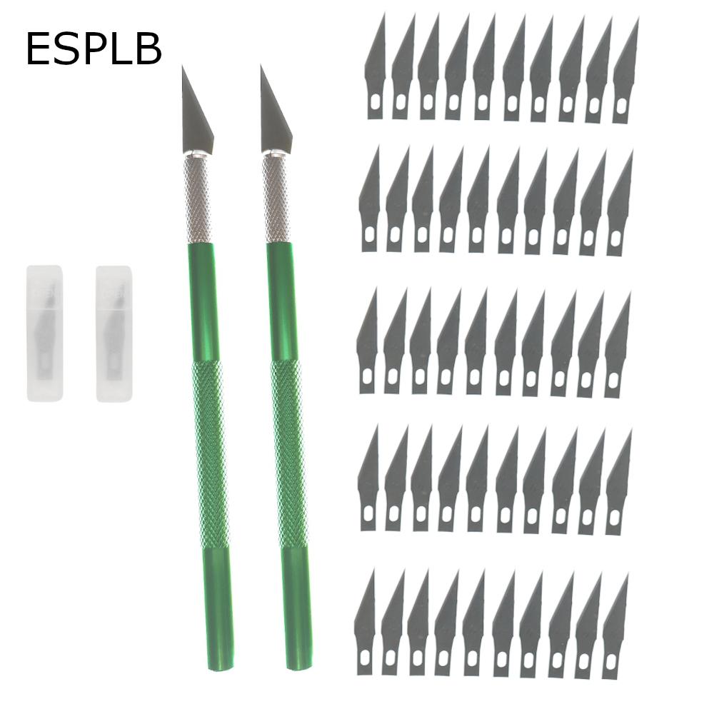 Engraving Non-Slip Metal Scalpel Knife Kit + 50/20/10/5pcs #11 Blades Cutter Craft Knives for Mobile Phone PCB Repair Hand Tools