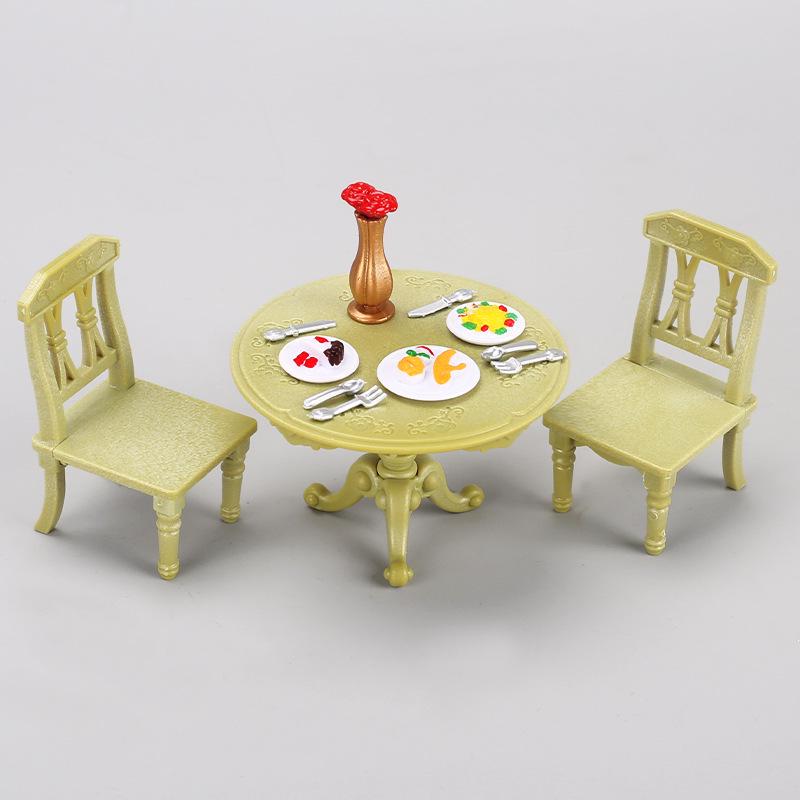 

Mini Double Dining Table & Chairs Set - Dollhouse Furniture Toy