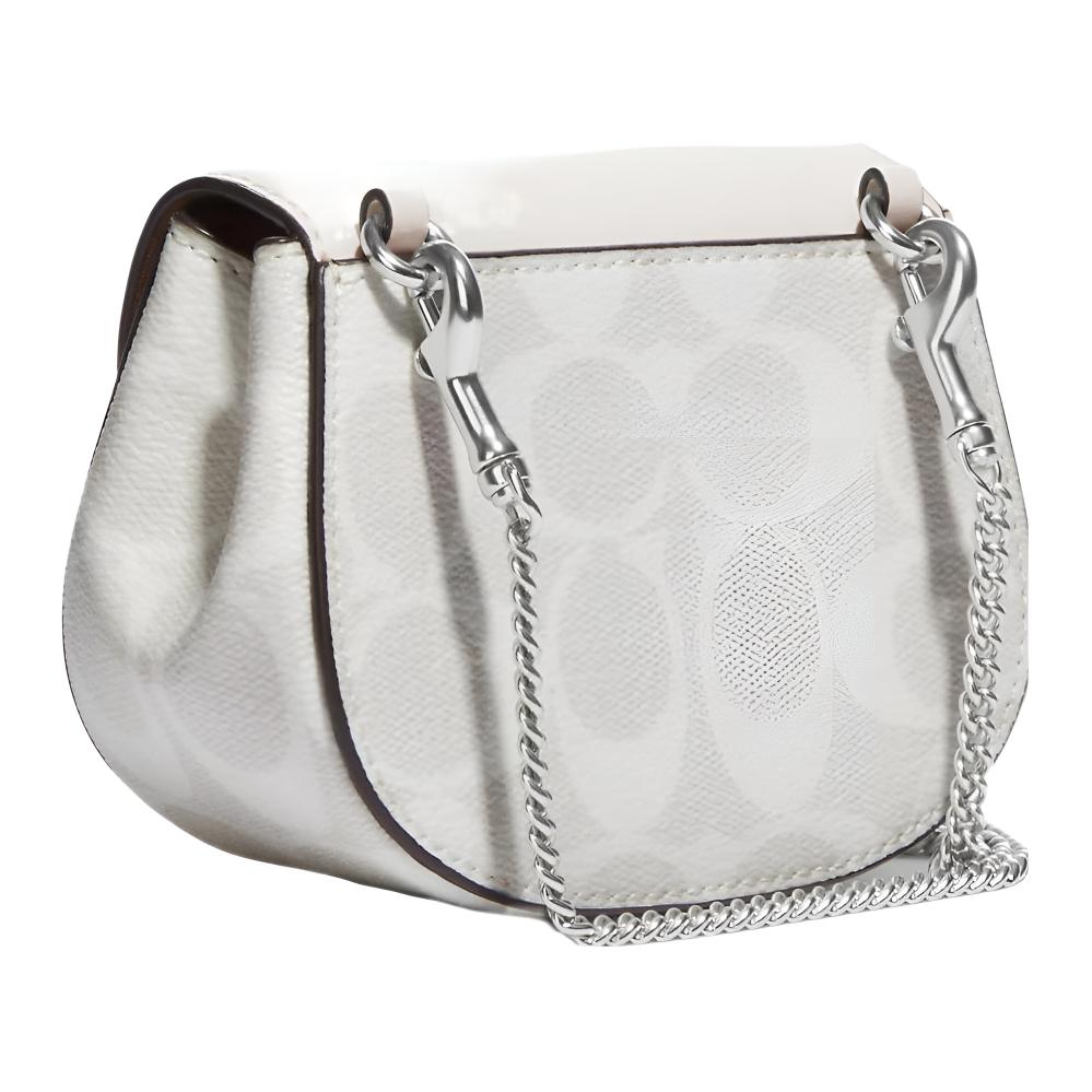 Coach Morgan 13 Classic Monogram Multi-Functional Pocket Snap Closure Canvas And Leather Saddle Bag Crossbody Bag Small Women Bags White CK439-SVVS5