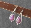 Solid 925 Sterling Silver Purple Copper Turquoise Gemstone Pear Cabochon Earring Handmade Earrings