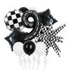 Black And White Grid Chessboard Explosive Star Aluminum Film Ball 40 Inch Black Line Digital Birthday Balloon Set Party Gift