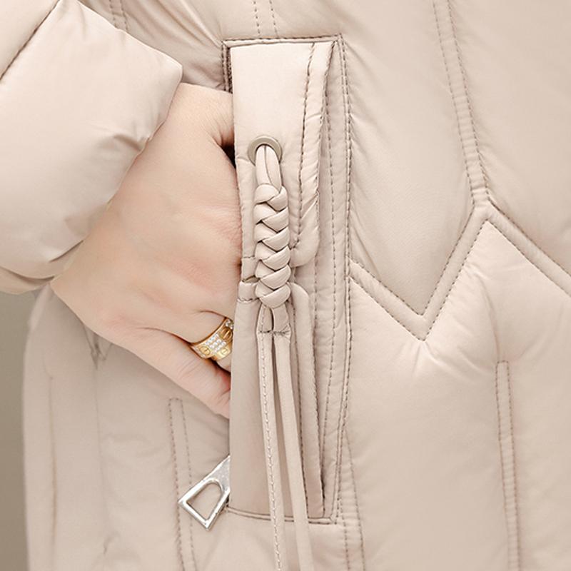 Fashion Middle Age Women's Winter Parka Hooded Casual Warm Long Coats Thick Women Jackets