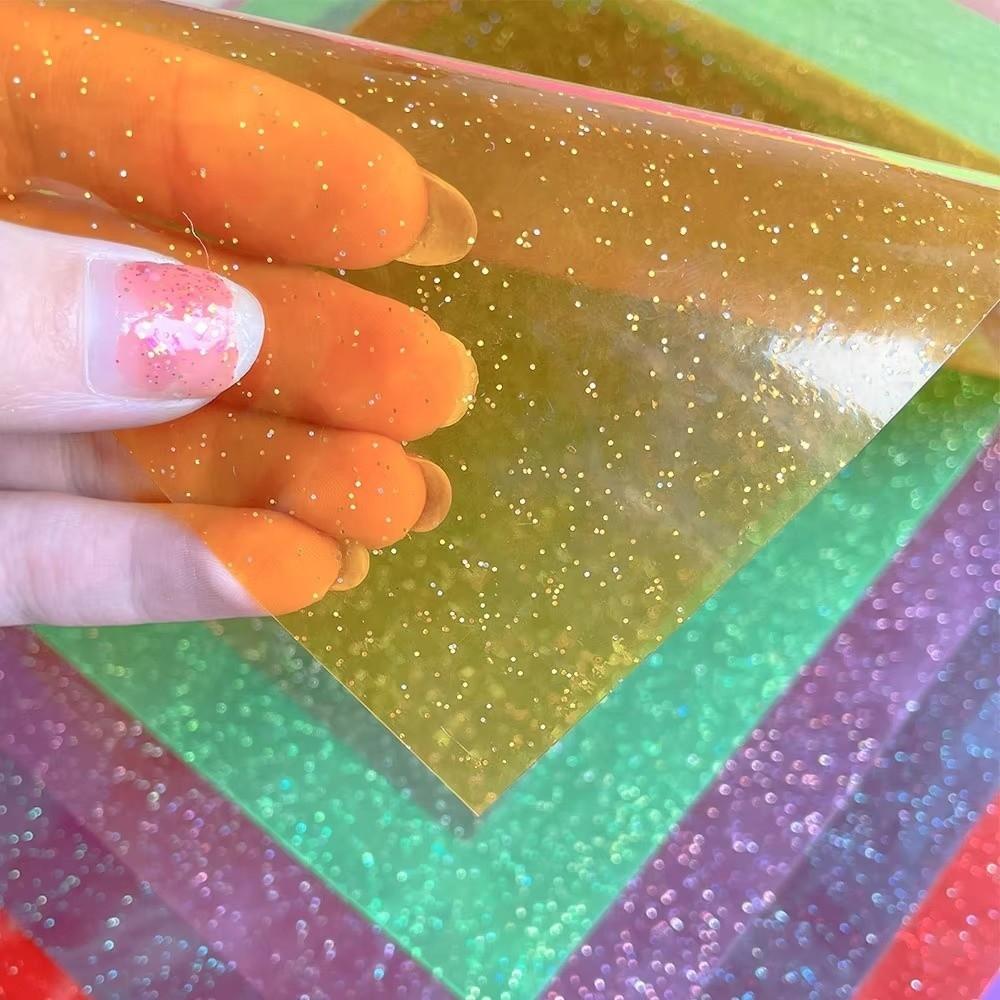 Glitter Transparent Vinyl Fabric Waterproof Craft Fabric Roll New Vinyl Fabric Sheet  Sewing Crafts