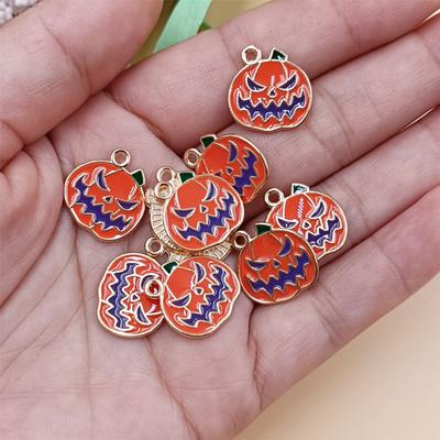 Alloy Dripping Stylish Pumpkin Beads Pendant DIY Accessories Halloween Handmade Material 6/10pcs  Accessories
