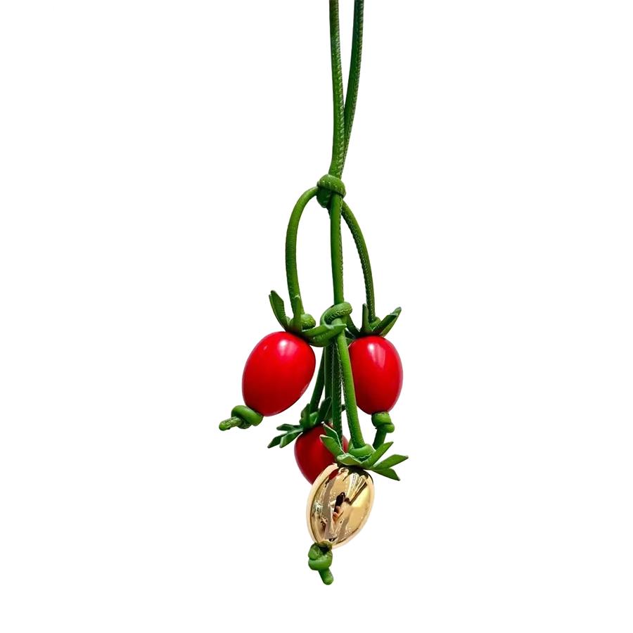 Fruit Flower Charm Keychain Mulberry Strawberry Tomato Pea Insect Chamomile Tulip Tree Key Bag Accessories