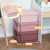 Children's Toy Organizer, 3-Tier Drawers, Plastic Boxes, 37 x 37 x 56.5 cm, Pink
