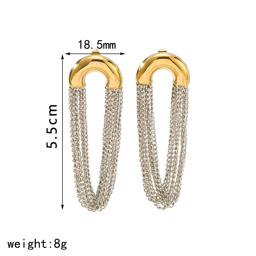 

Fashion Design Stainless Steel Tassel Chain Earrings Waterproof Personalized Daily Jewelry for Women