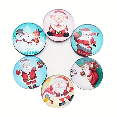 6Pcs Christmas Crystal Glass Refrigerator Sticker Creative Cartoon Cute Three-dimensional Magnet Magnetic Sticker Home Decoration