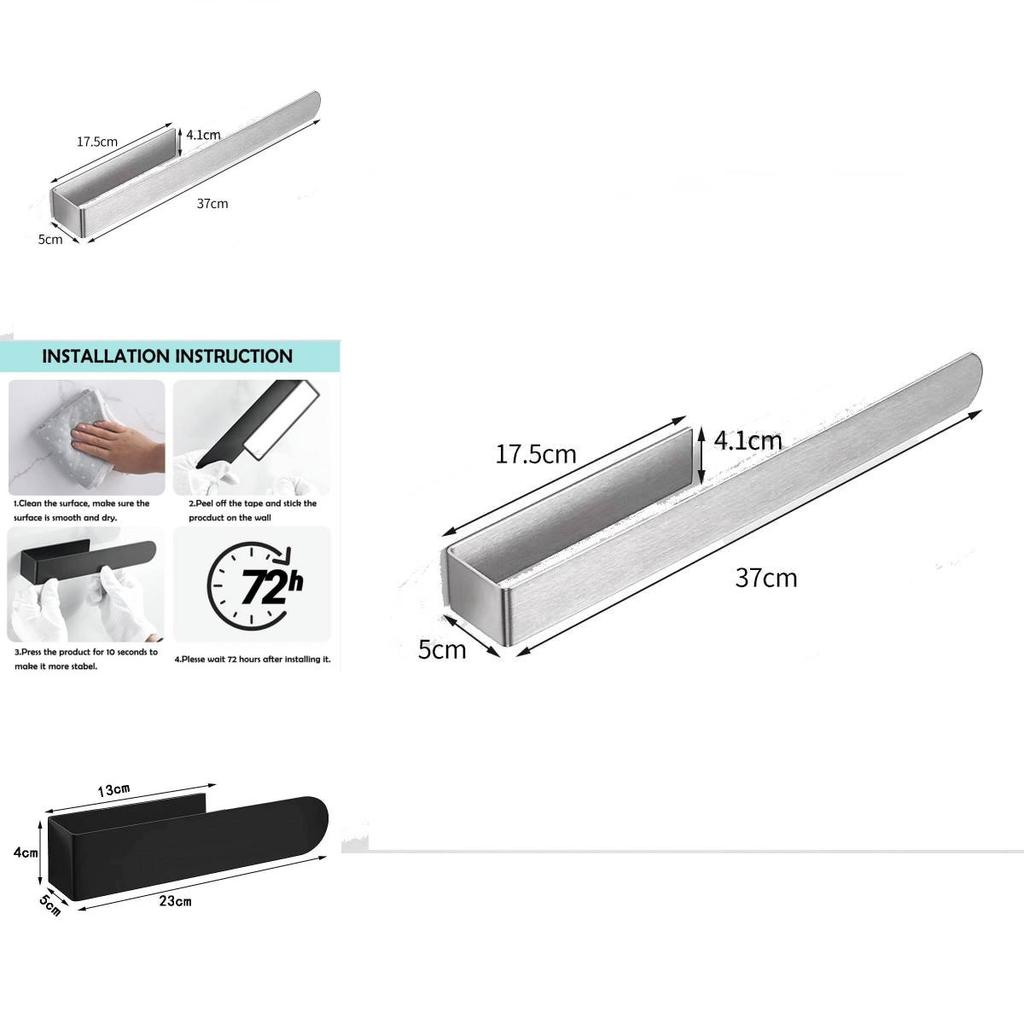 Modern Black Stainless Steel Towel Bar Wall Mount For Bathroom And Kitchen Use