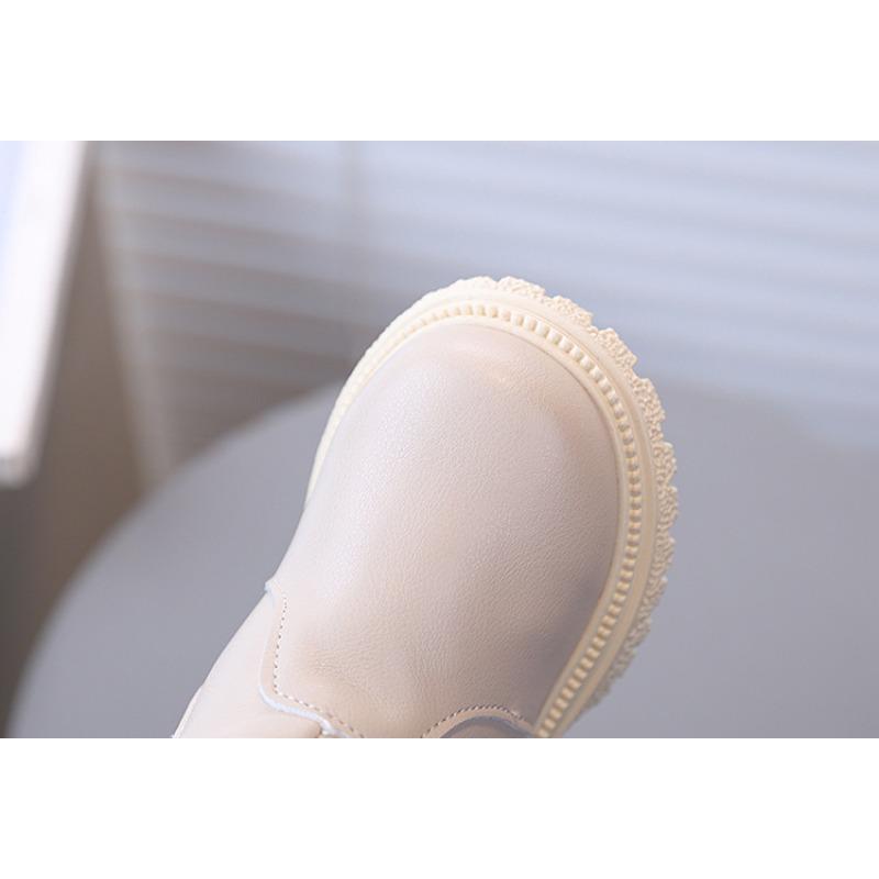 New Winter Korean Style Lined Children's British Ankle Boots Girls Side Zipper Fashion Soft Durable Leather Boots