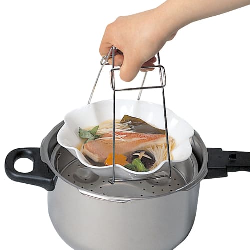 Kai Corporation KAI Steamed Cooking Stainless Steel Chawanmushi Holder Tongs Dishwasher Safe KAI KITCHEN Silver Made in Japan DH8075