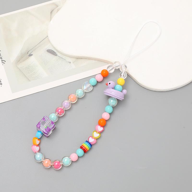 Pearl Bow Beaded Mobile Phone Lanyard Keychain Pendant Accessory
