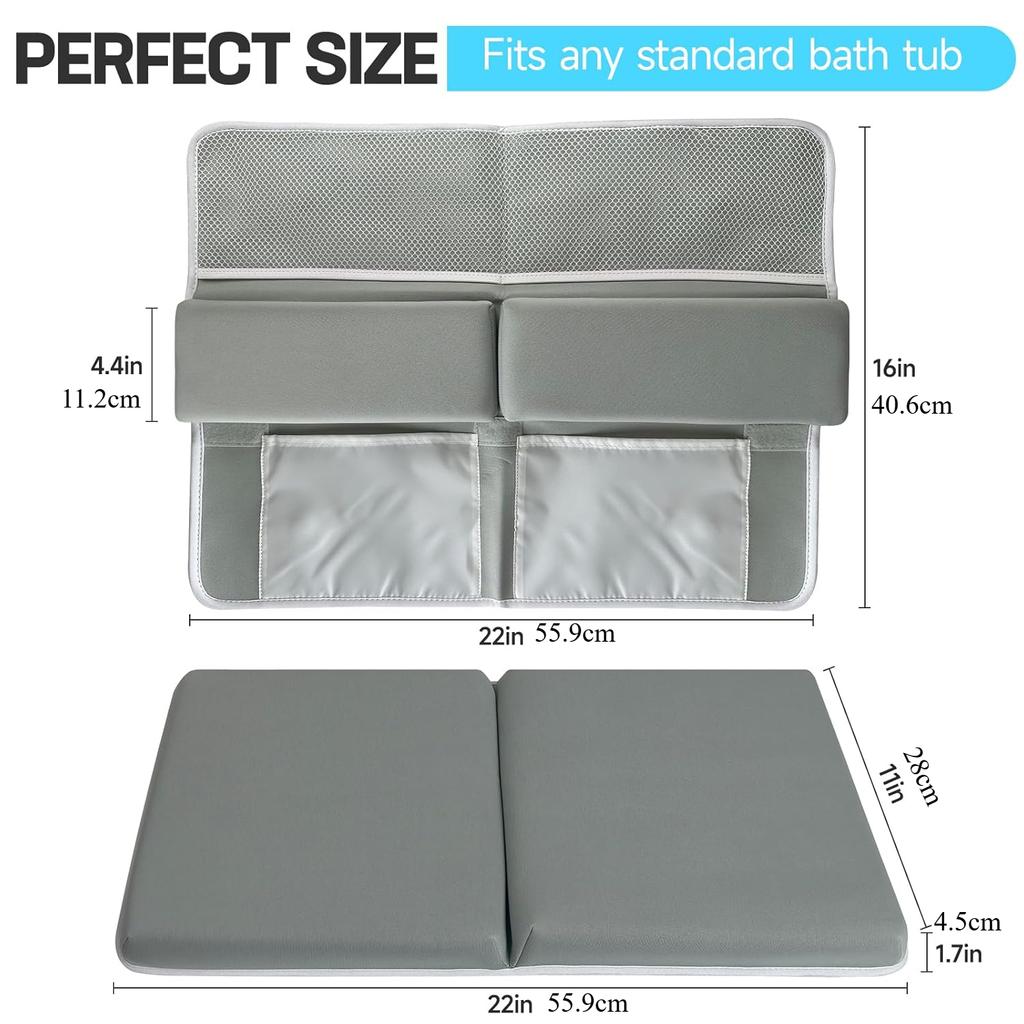 Bath Kneeler with Elbow Rest Pad Set Anti-Skid for Baby Bathing Time Bathtub Kneeling Cushion Mats with Storage Bag Quick-Drying