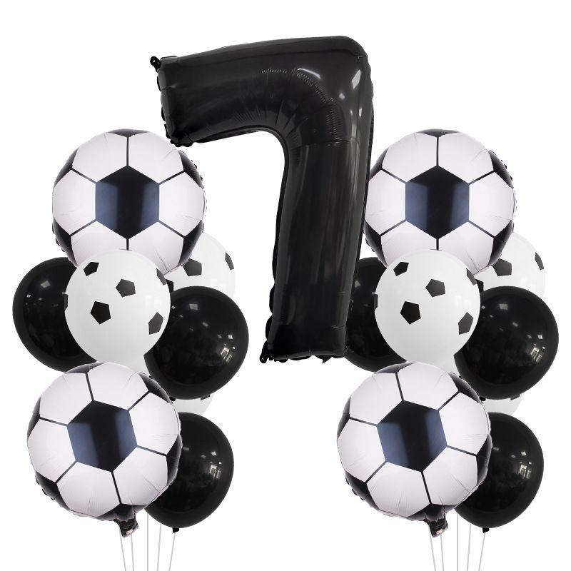 Football-themed Football Balloons - Set for Birthday Party Decoration Scene - Aluminum Film Balloon Set