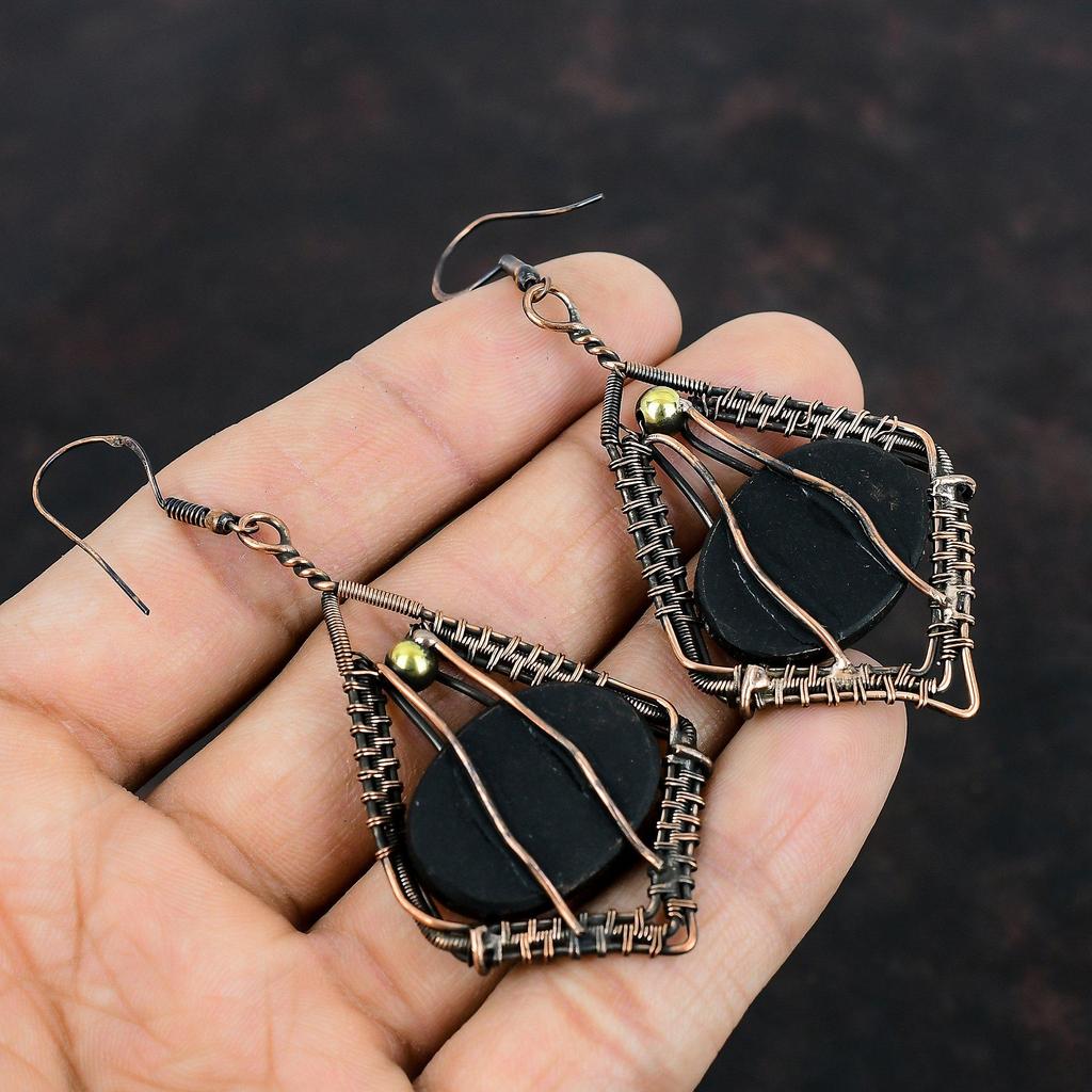 Abalone Shell Earring Copper Wire Wrapped Earrings Handmade Gemstone Earring Abalone Shell Jewelry Amazing Earrings Copper Wire Wrap Jewelry