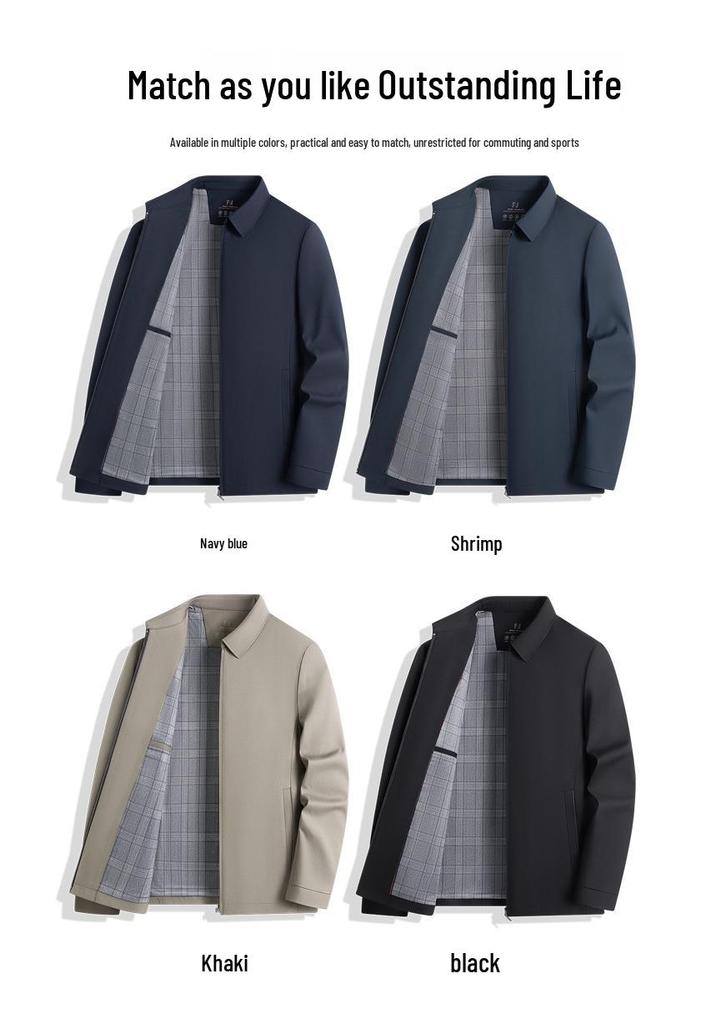 Men's Spring/Autumn Lapel Jacket: Middle-Aged Business Casual Slim-Fit Coat