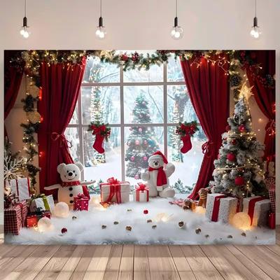 2D Winter Wonderland Window Backdrop for New Year Parties, Rustic & Whimsical Themes