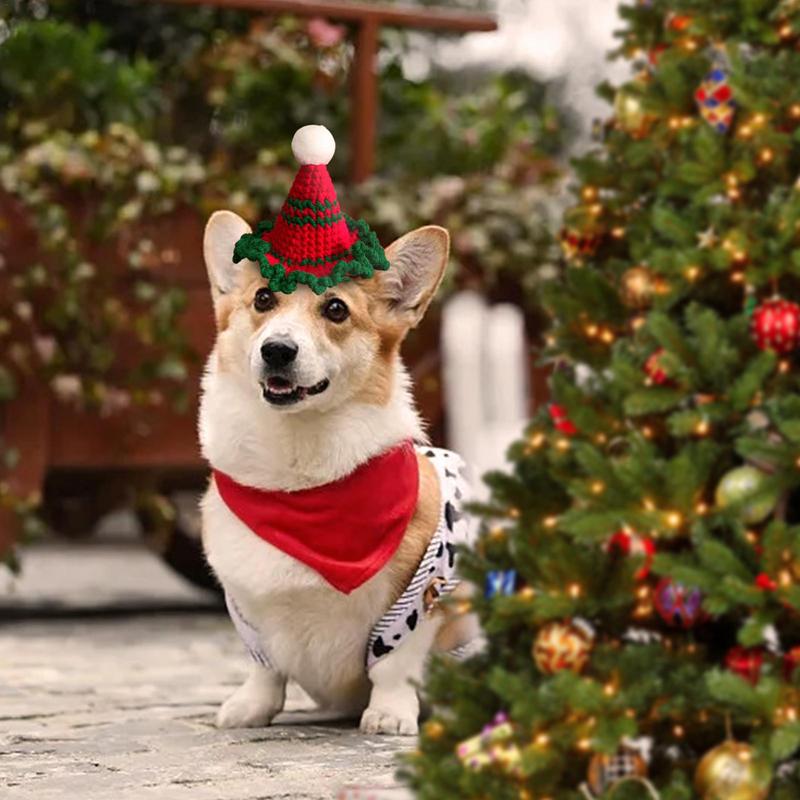 Dog Christmas Hat Knitted Caps Puppy Caps For Winter Party Holiday Dress Up Props Supplies Puppy Kitten Small Dogs Cats