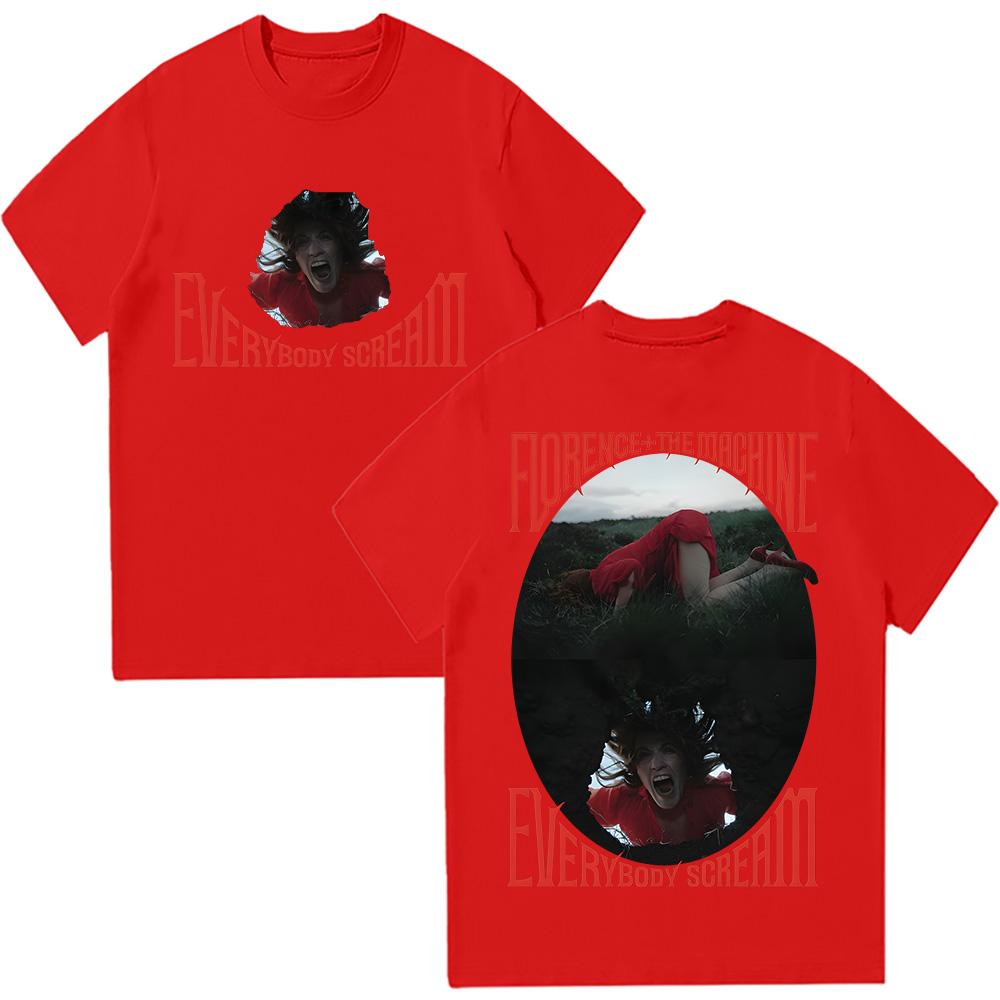 

Florence+The Machine Футболки с принтом Хлопковые футболки с коротким рукавом Летняя женская мужская повседневная одежда Футболка Y2K XXL красный