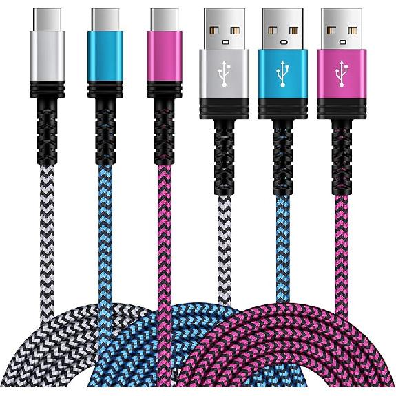 USB C Charger Cable 6FT/3Pack for iPhone 17 16e/16/16 Pro/16 Pro Max/16 Plus,15/15 Pro/15 Pro Max/15 Plus,3.1A USB Type C Cable Car Fast Charging 6FT White,Blue,Rose Red