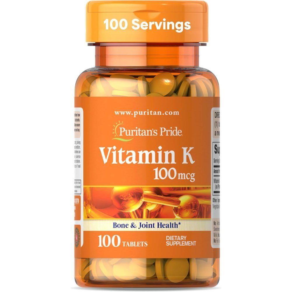 Puritans Pride Vitamin K1 100mcg Vitamin D3 Synergy 100 Tablets
