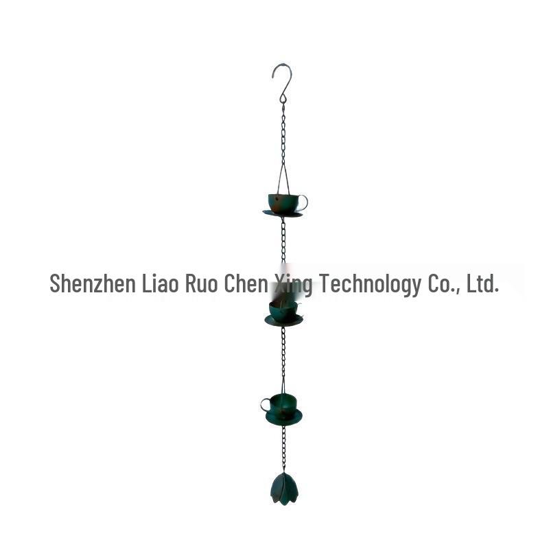 European Style Retro Wrought Iron Coffee Cup Rainwater Chain Olive Green