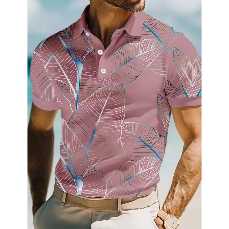 Men's 3D Print Leaves Polo Short Sleeve Polo Shirts Collared Shirts Casual Resort School Outdoor Daily Wear Vacation Wear