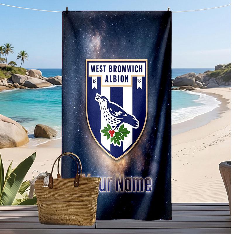 West Bromwich Albion FC Personalisier Handtuch mit Aufdruck Fußball Logo Unterstützung Benutzerdefinierter Name Text Absorptionsfähiges Handtuch Für Sport Reisen Besonderes Geschenk