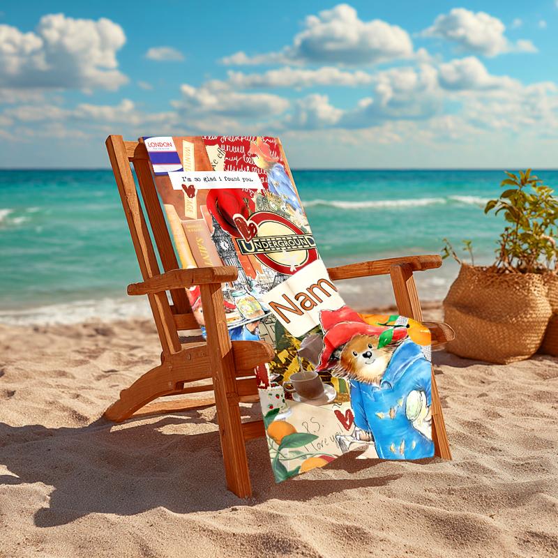 Personalized Customized Proof Beach Towel with Paddington Bear Pattern - Soft, Absorbent,quick-drying,perfect Swimming,camping&bathing