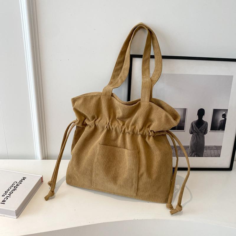 Large Capacity Drawstring Tote Bag Women's New Niche Versatile Underarm Bag Student Class Bag Shoulder Bag