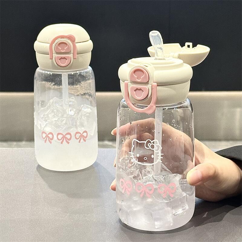 500ml Hello Kitty Brčko Kelímek Roztomilý Přenosný Plastový Kelímek Jednoduchý Studentský Dvojitý Kelímek na Pití Sportovní Nepropustný Kelímek na Vodu Dárek pro Dívky
