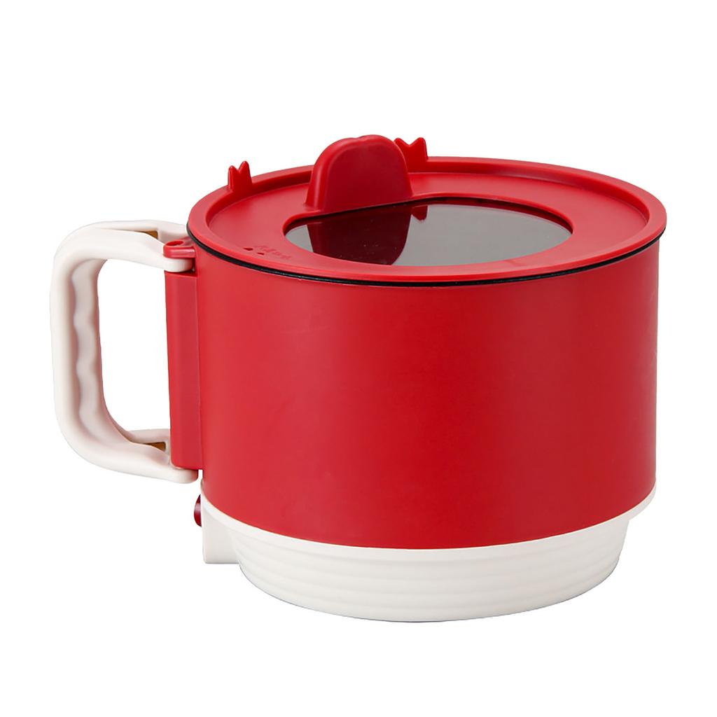 Electric Cooking Pot Quick Heating Mini Electric Cooker with Foldable Handle for Home Kitchen Red